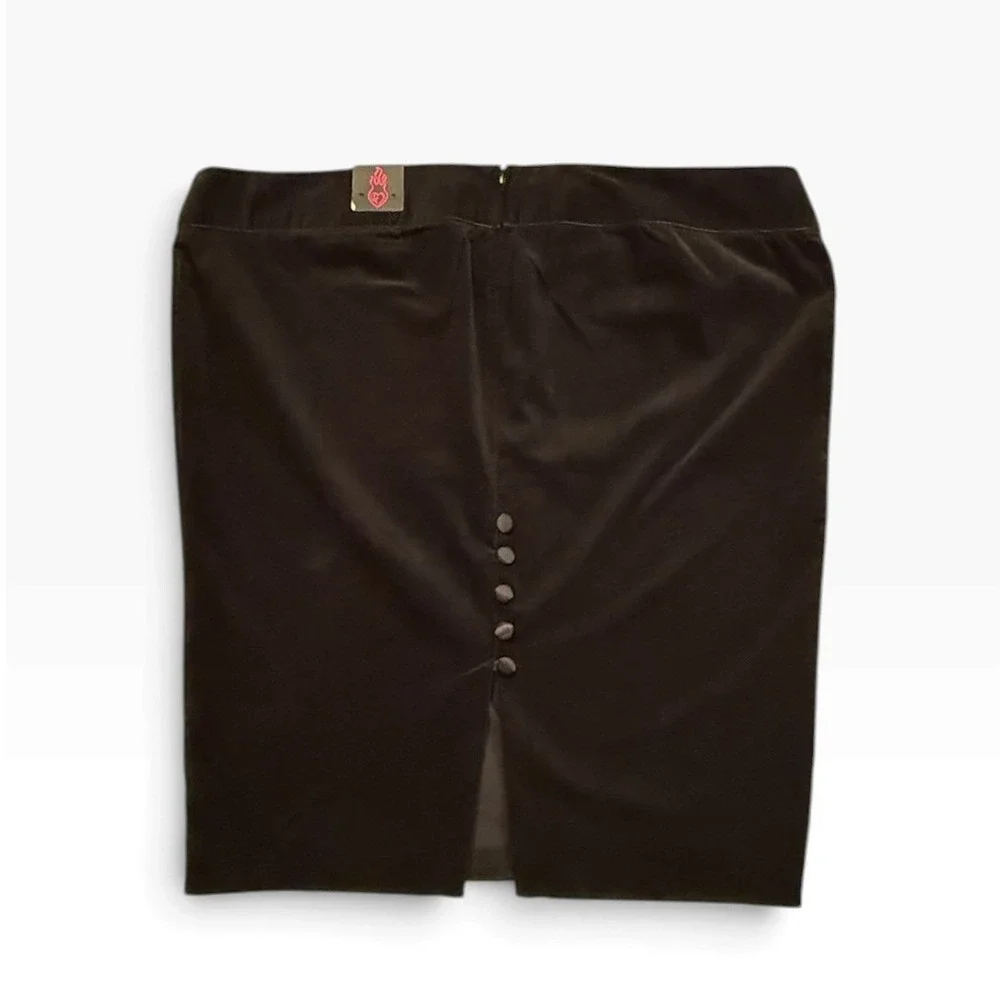 NWT Torrid Womens Size 24 Black Velvet Pencil Skirt with Sexy Button Slit Vent
